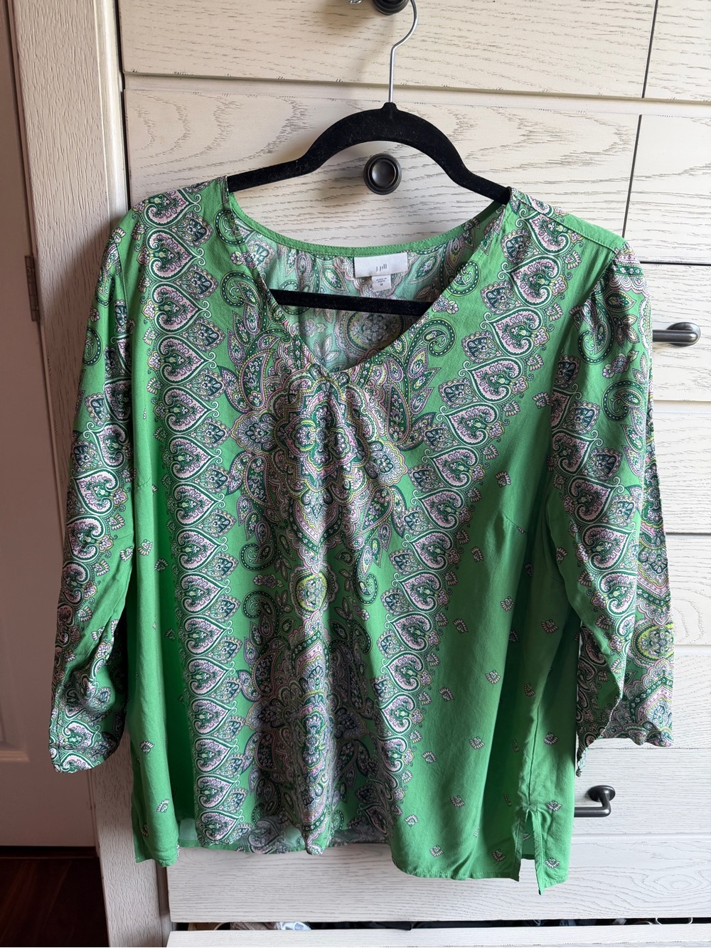 J. Jill Green Paisley V-Neck Blouse